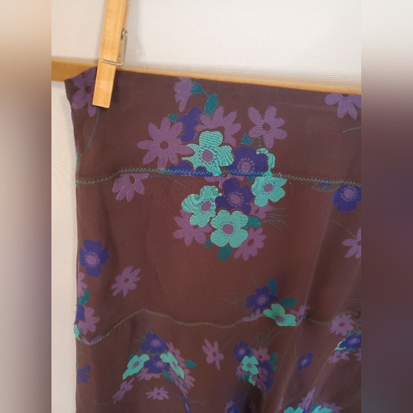 Nougat London A-Line Skirt - Brown with Blue and Green Floral - Picture 2 of 10